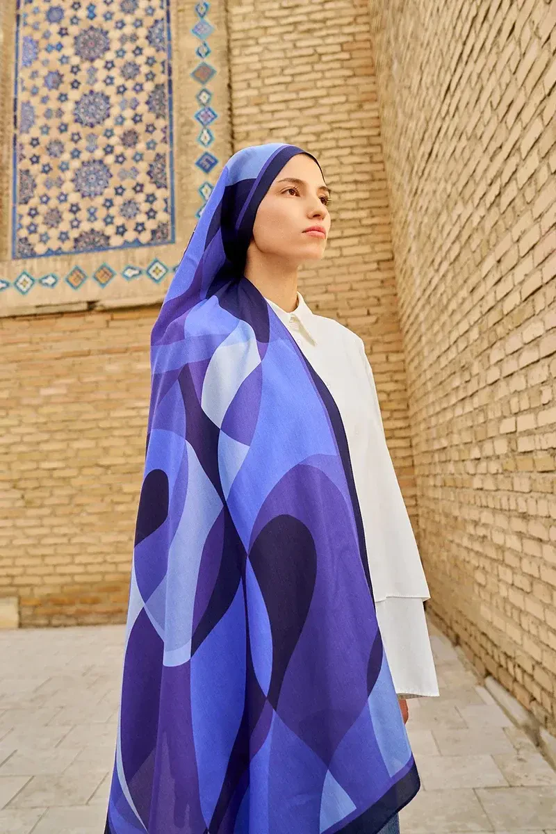 Ashen Floş Viskon Şal - Mor - ED SCARF