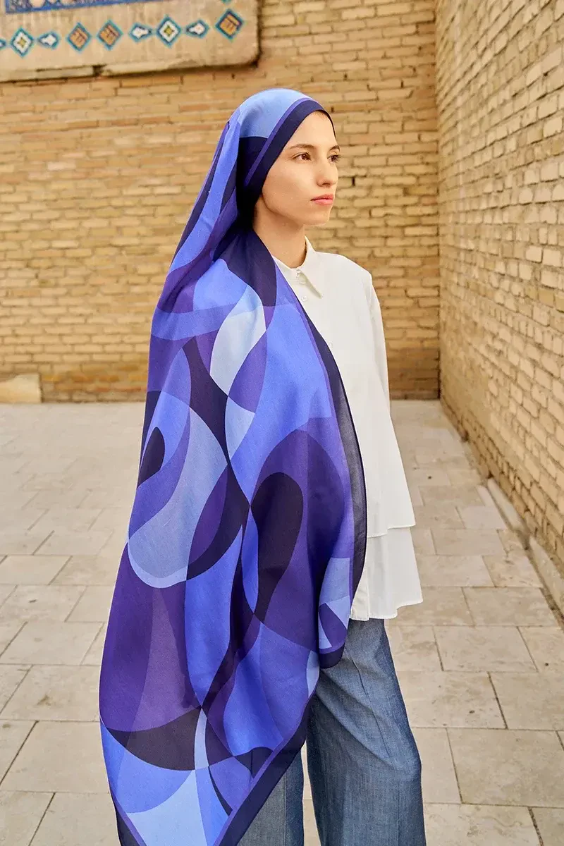 Ashen Floş Viskon Şal - Mor - ED SCARF