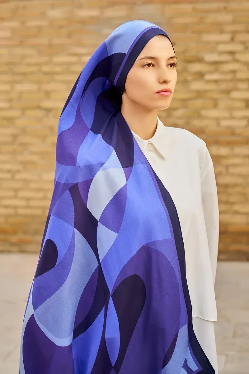 Ashen Floş Viskon Şal - Mor - ED SCARF