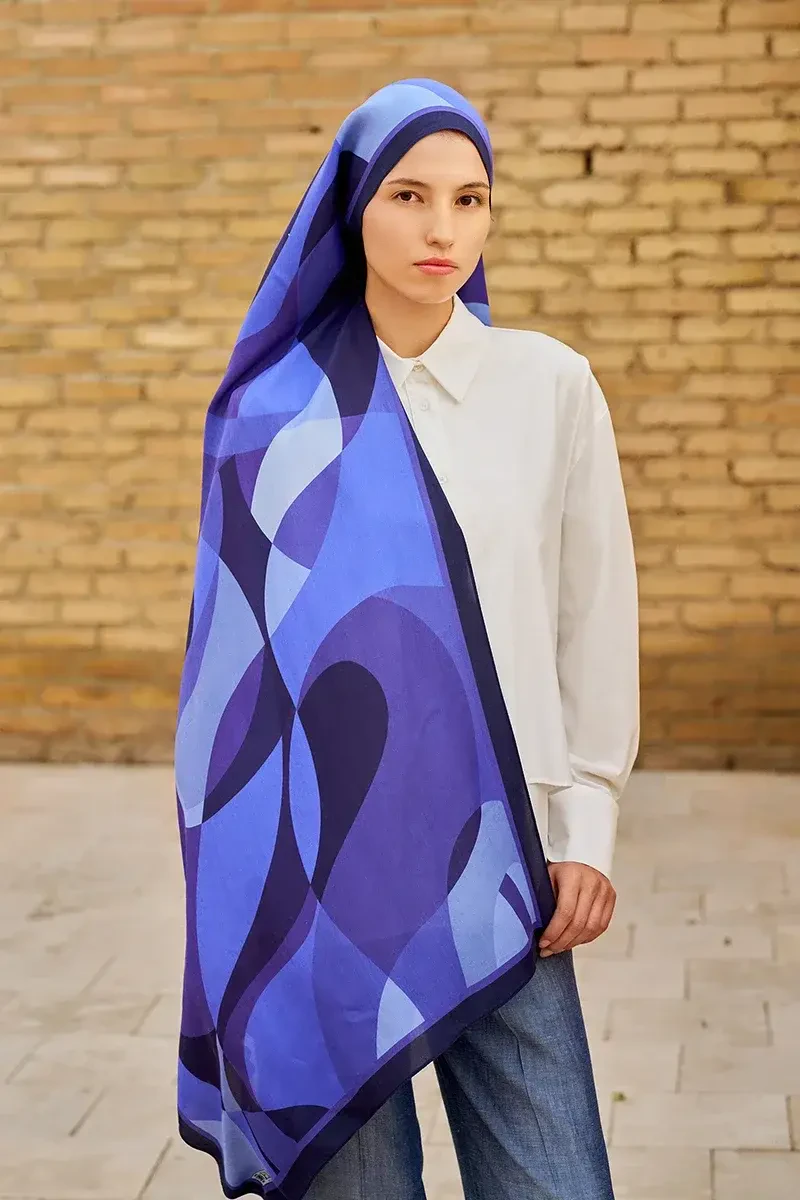 Ashen Floş Viskon Şal - Mor - 4