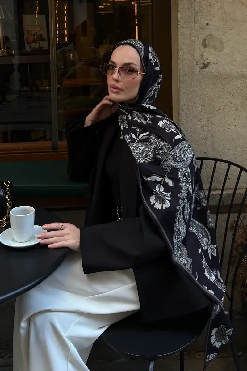 Bade Yün İpek Şal - Siyah - ED SCARF