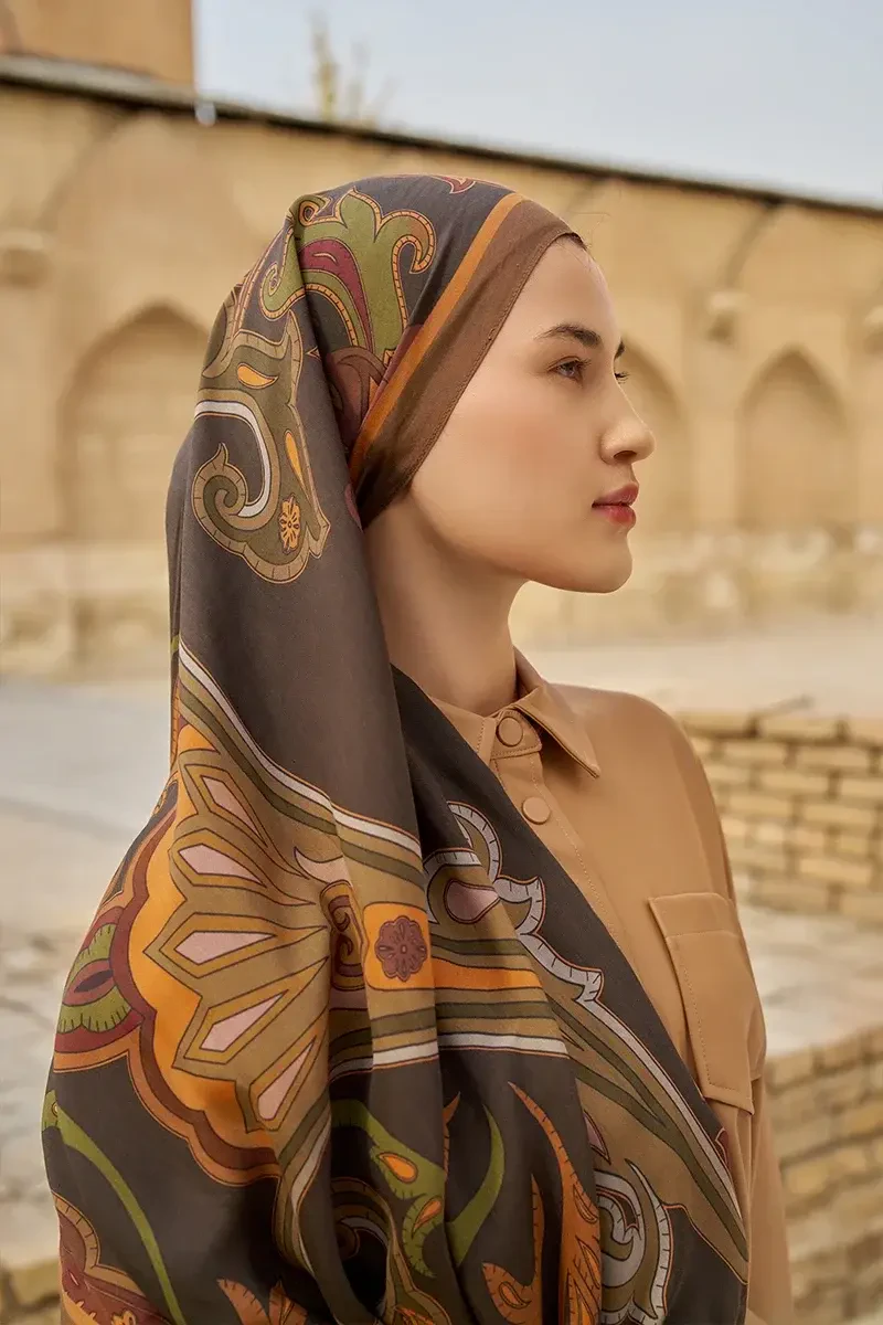 Bramble Floş Viskon Şal - Kahverengi - ED SCARF