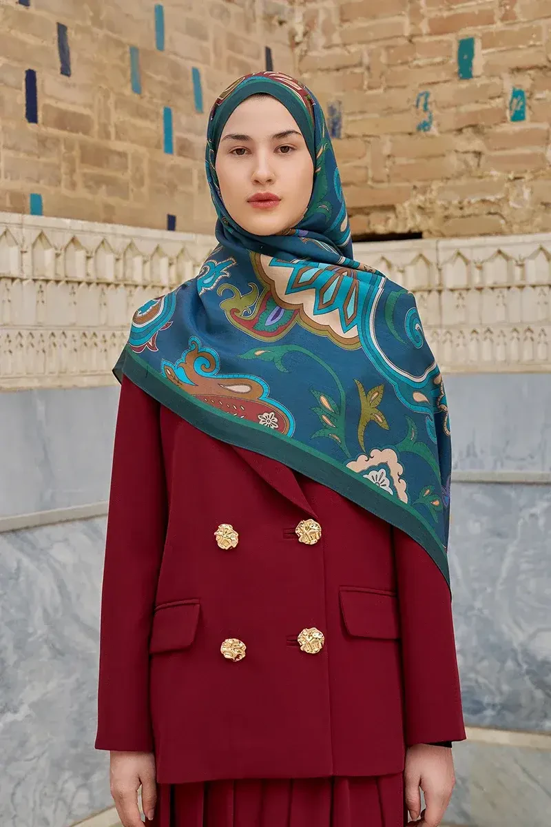 Bramble Floş Viskon Şal - Petrol - ED SCARF