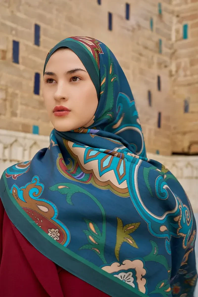 Bramble Floş Viskon Şal - Petrol - ED SCARF