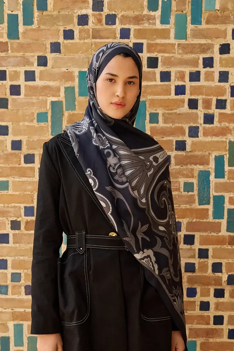 Bramble Floş Viskon Şal - Siyah - ED SCARF