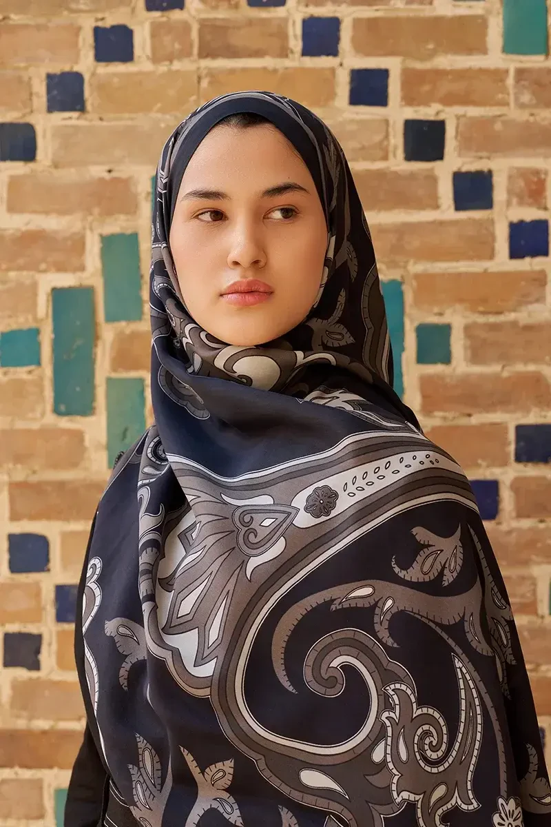 Bramble Floş Viskon Şal - Siyah - ED SCARF