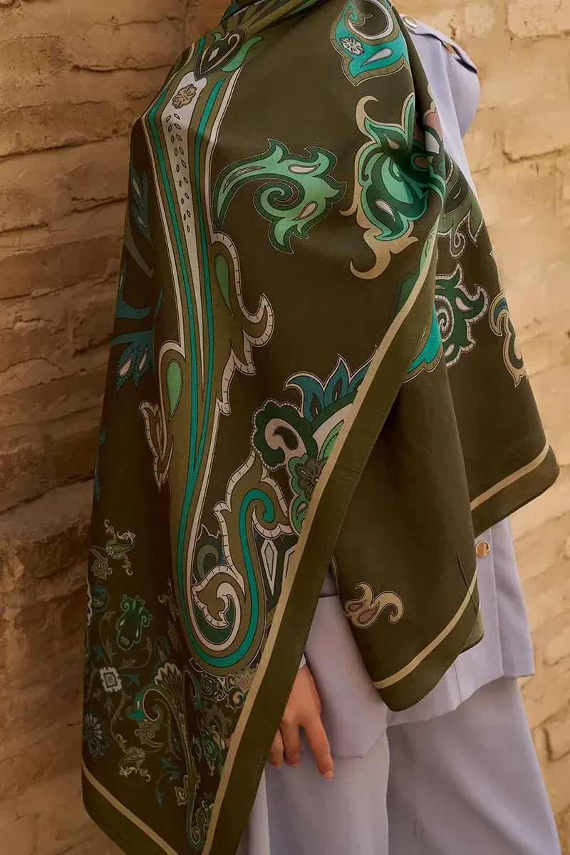 Bramble Floş Viskon Şal - Yeşil - ED SCARF