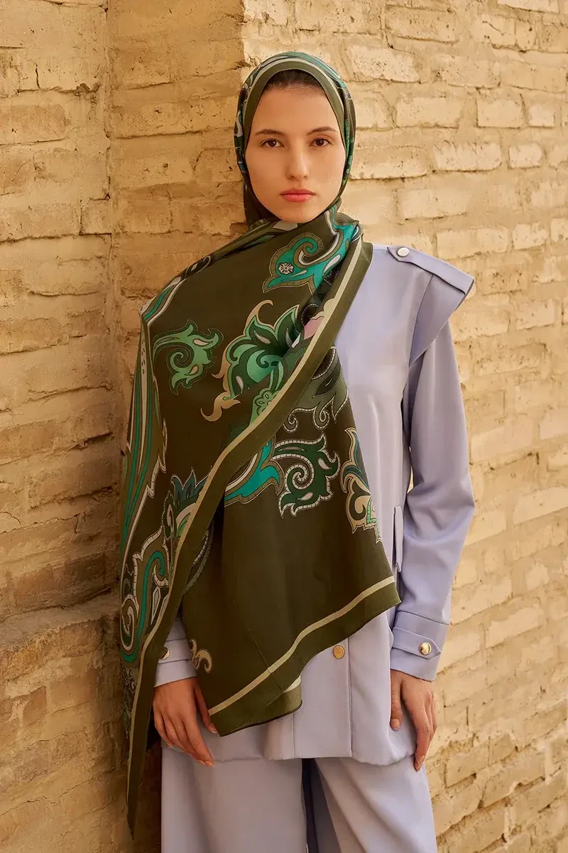 Bramble Floş Viskon Şal - Yeşil - ED SCARF