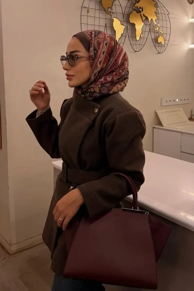 Bright Floş Viskon Şal - Kahverengi - ED SCARF