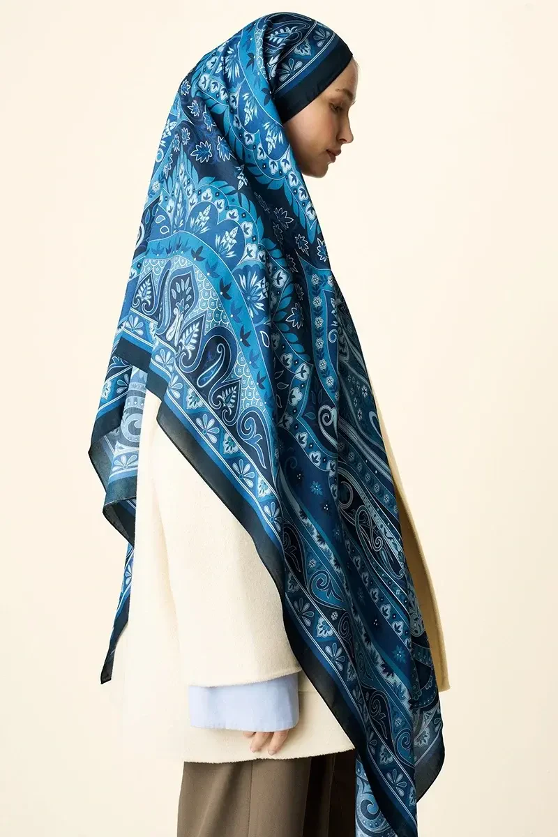 Bright Floş Viskon Şal - Lacivert - ED SCARF