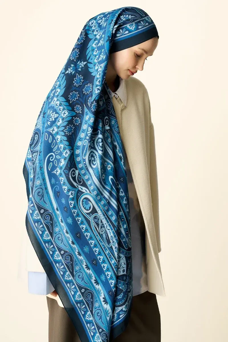 Bright Floş Viskon Şal - Lacivert - ED SCARF