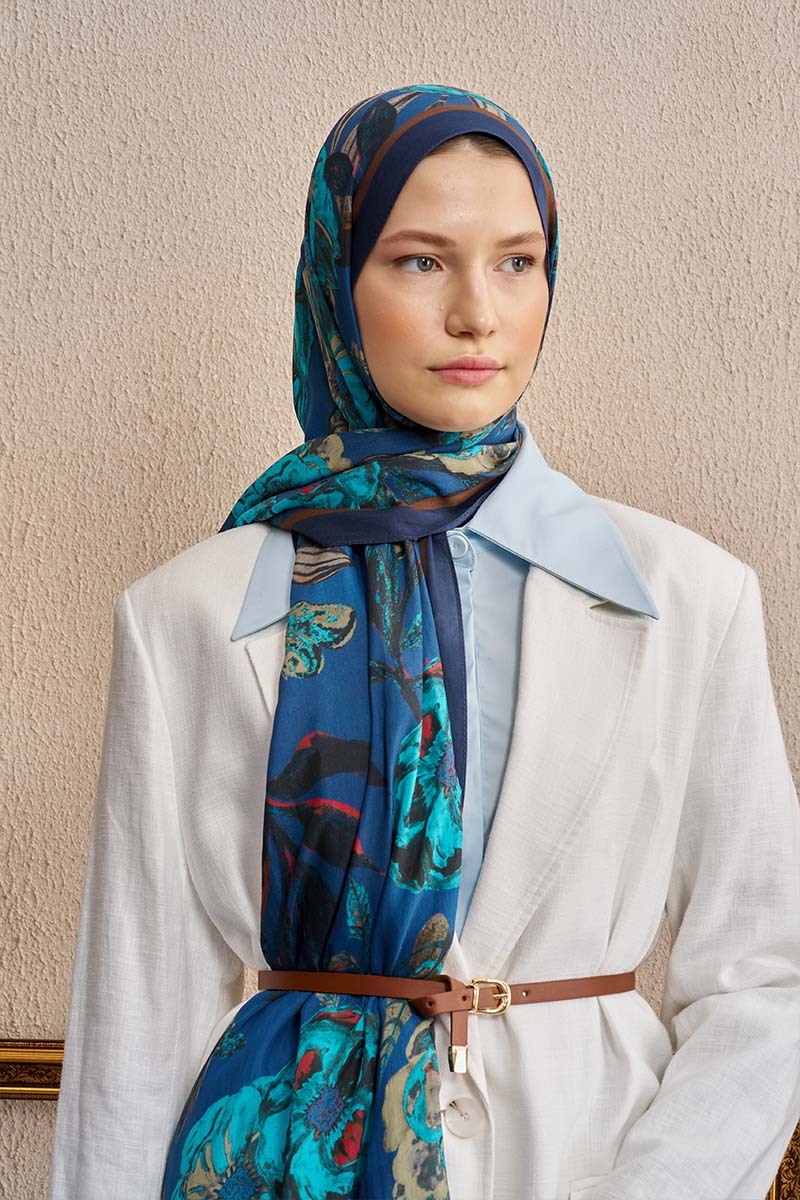 Celebrity Carmina Şal - Lacivert - 1