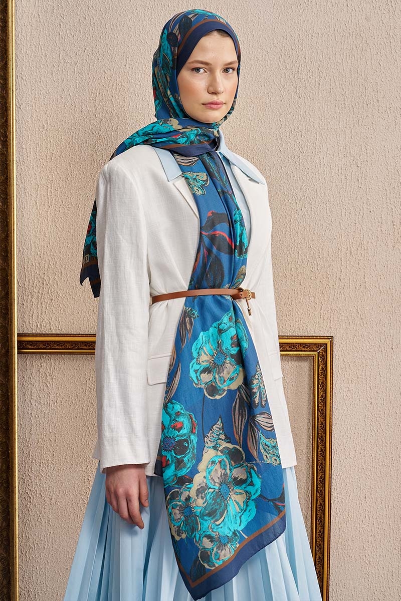Celebrity Carmina Şal - Lacivert - 4