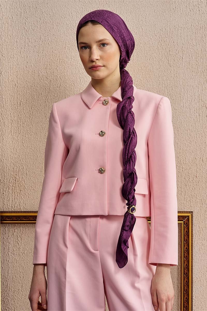 Çift Taraflı Etnik Desen Şal - Mor - 2