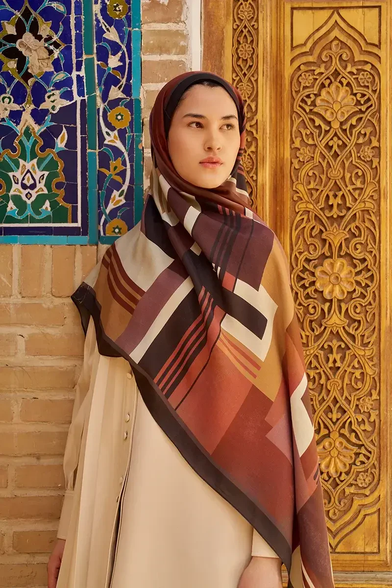 Clover Floş Viskon Şal - Kahverengi - ED SCARF