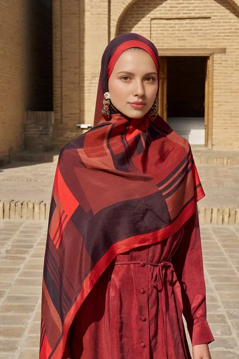 Clover Floş Viskon Şal - Kırmızı - 1