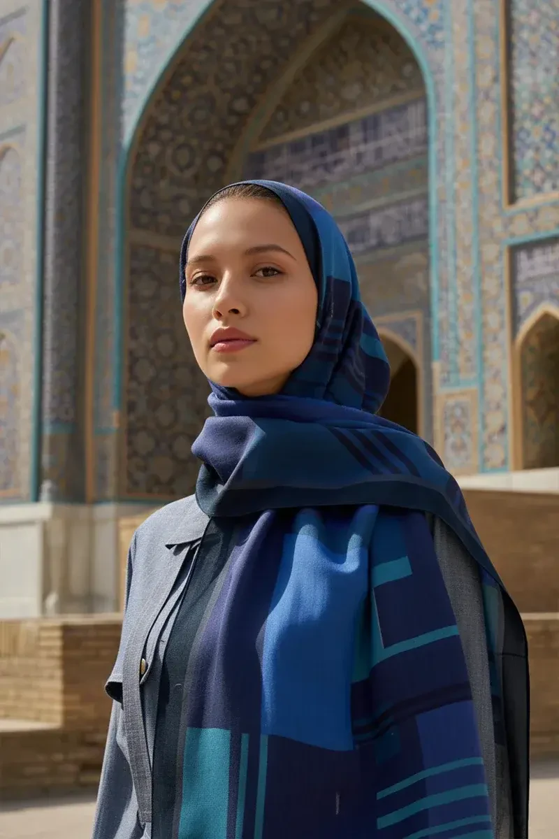 Clover Floş Viskon Şal - Lacivert - ED SCARF