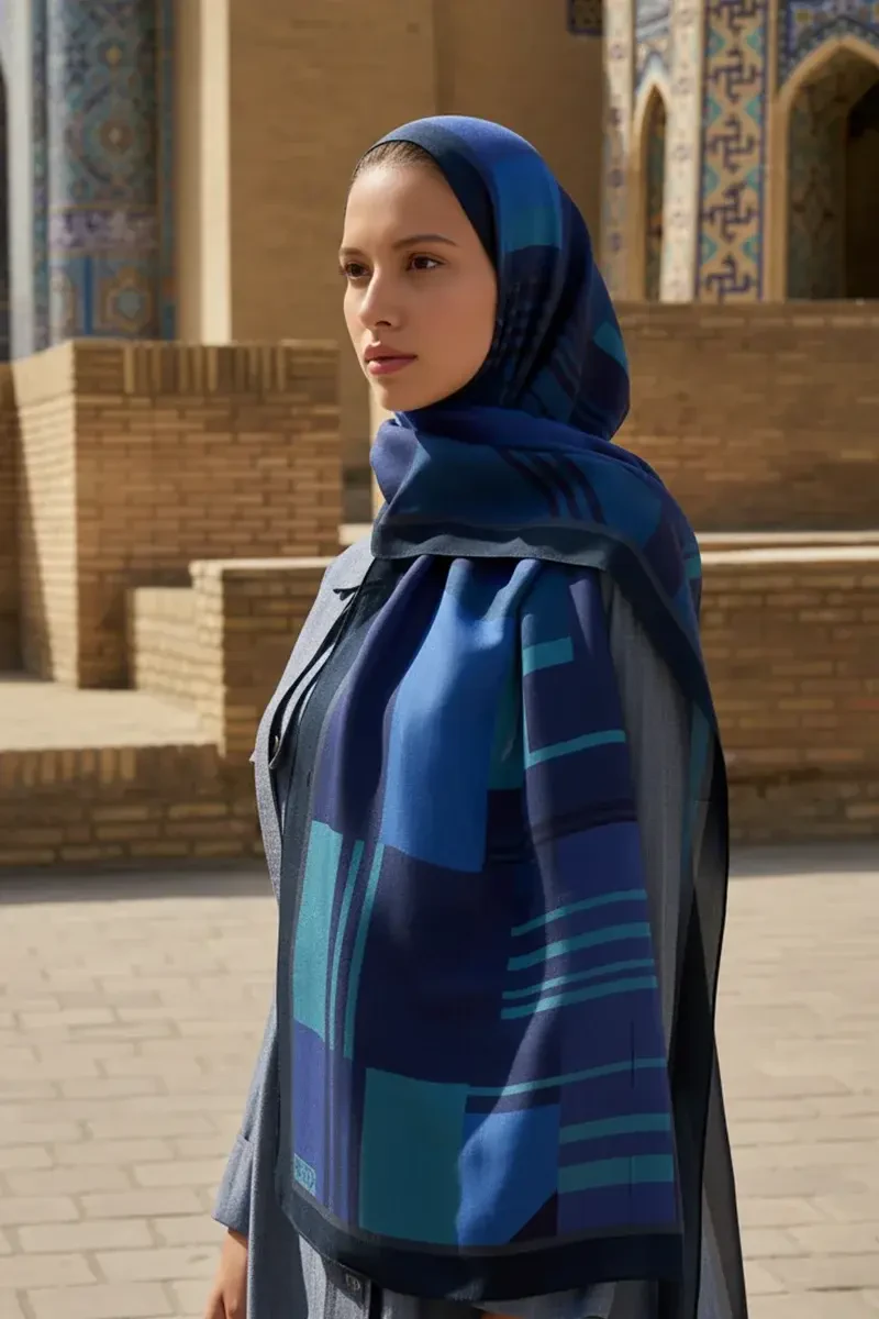 Clover Floş Viskon Şal - Lacivert - ED SCARF