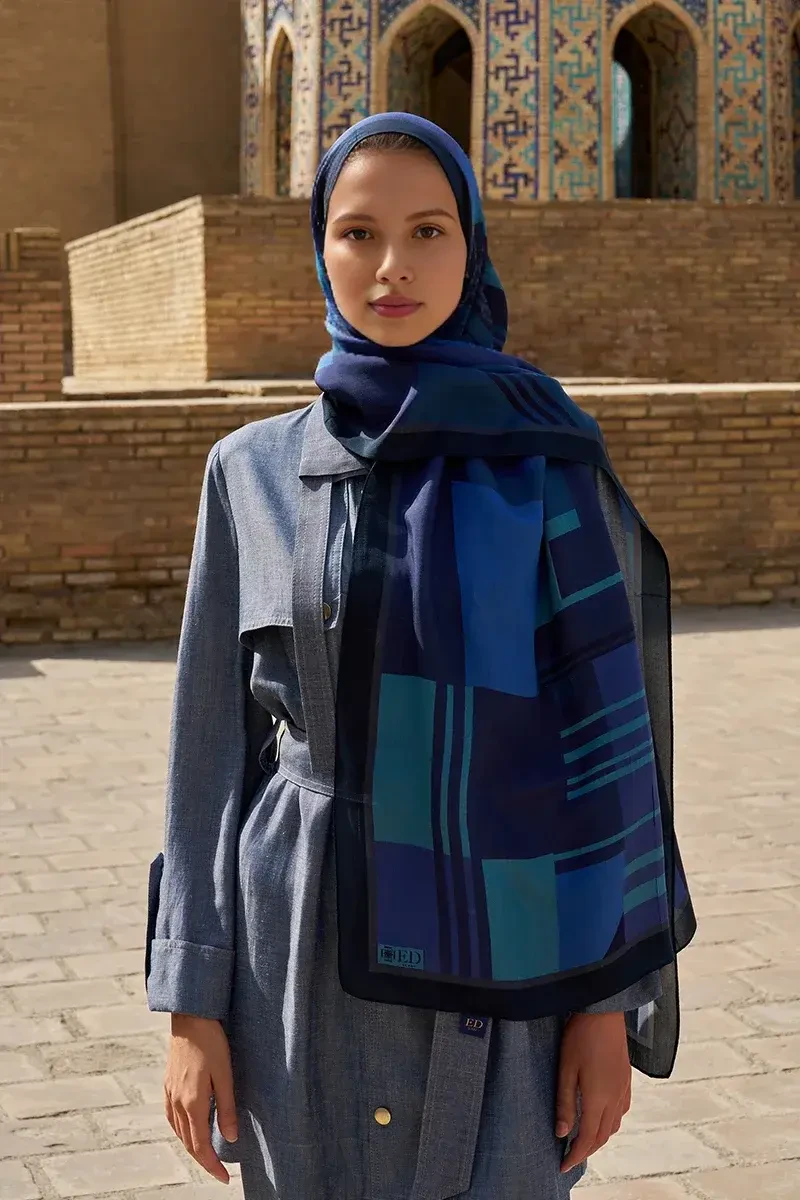 Clover Floş Viskon Şal - Lacivert - ED SCARF