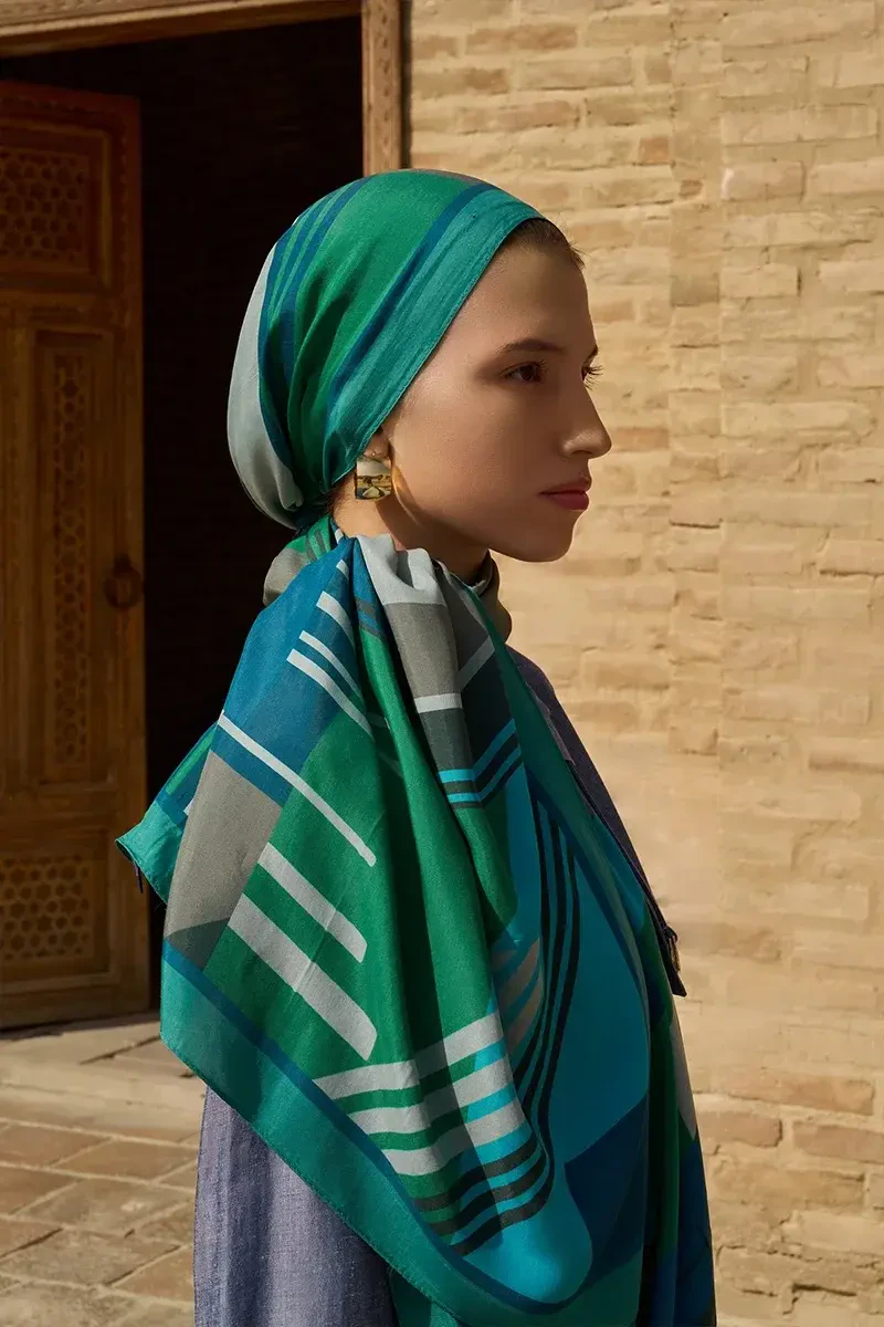 Clover Floş Viskon Şal - Turkuaz - ED SCARF