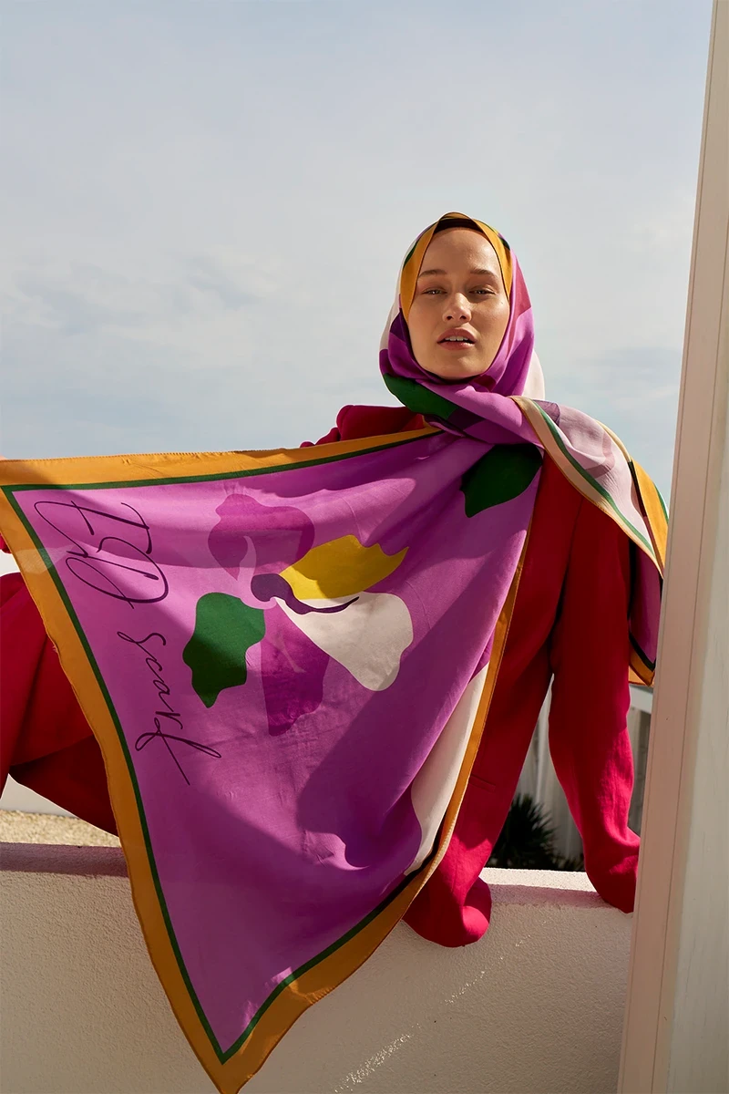 Curated Abstract Şal - Pembe - ED Scarf