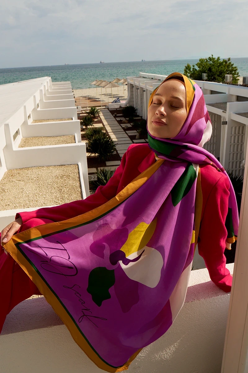 Curated Abstract Şal - Pembe - ED Scarf