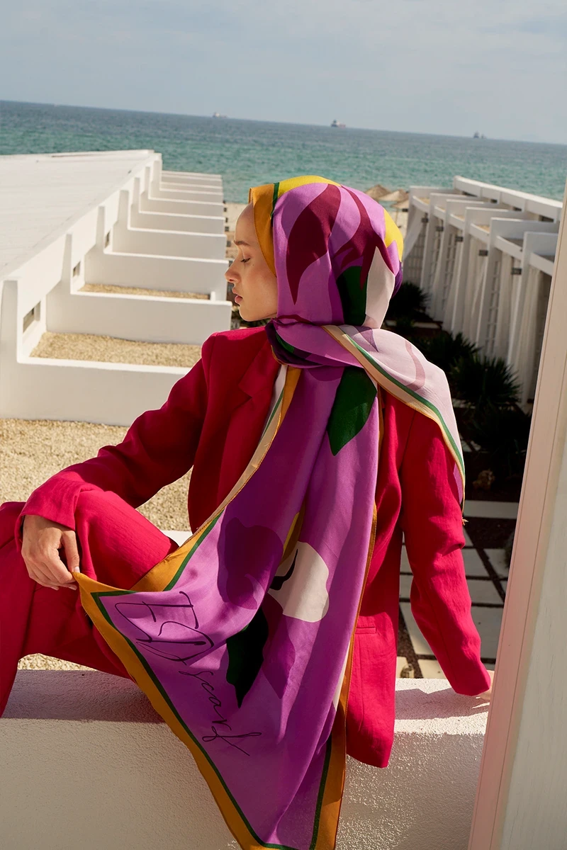 Curated Abstract Şal - Pembe - ED Scarf