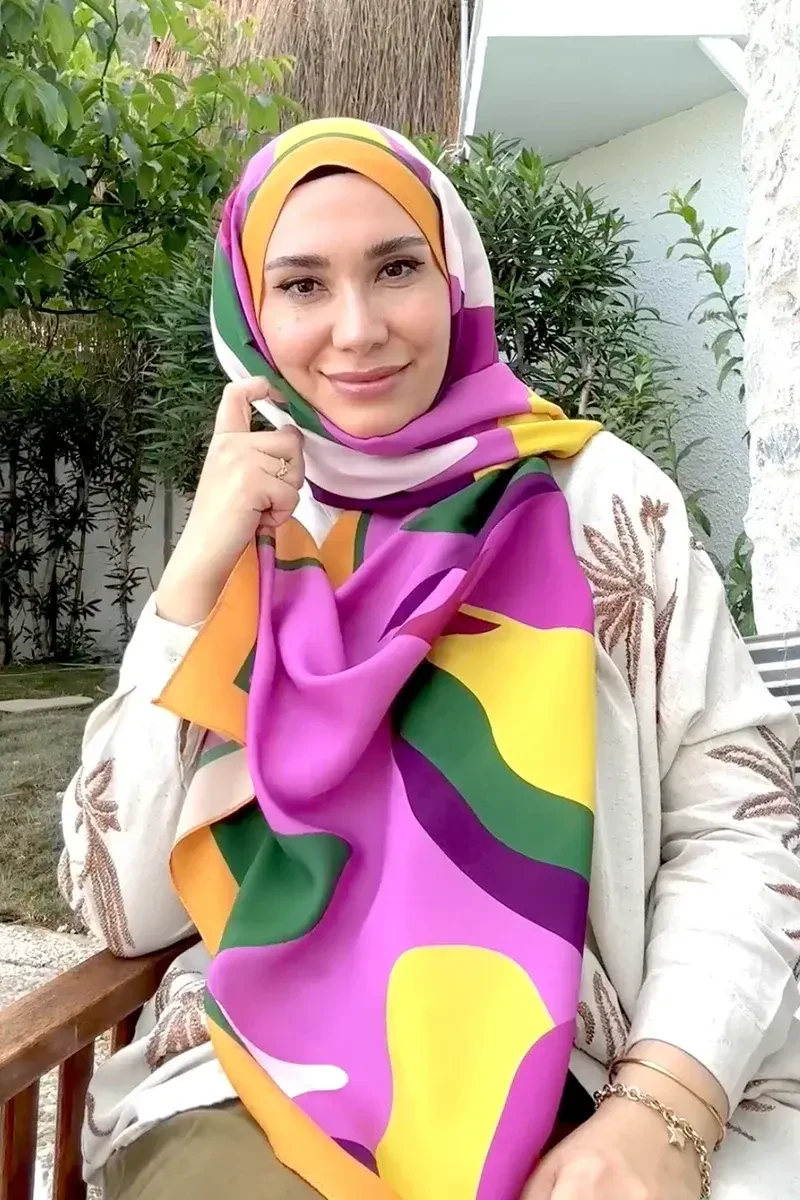 Curated Abstract Şal - Pembe - ED Scarf