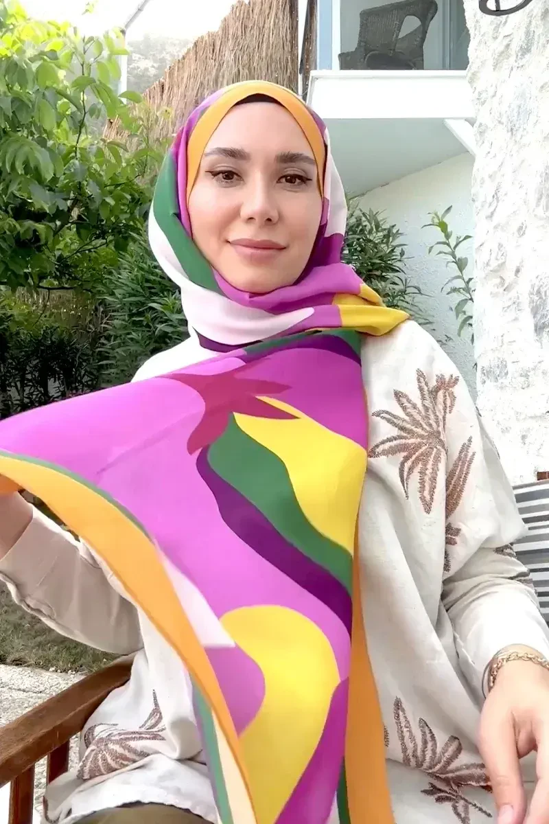 Curated Abstract Şal - Pembe - ED Scarf