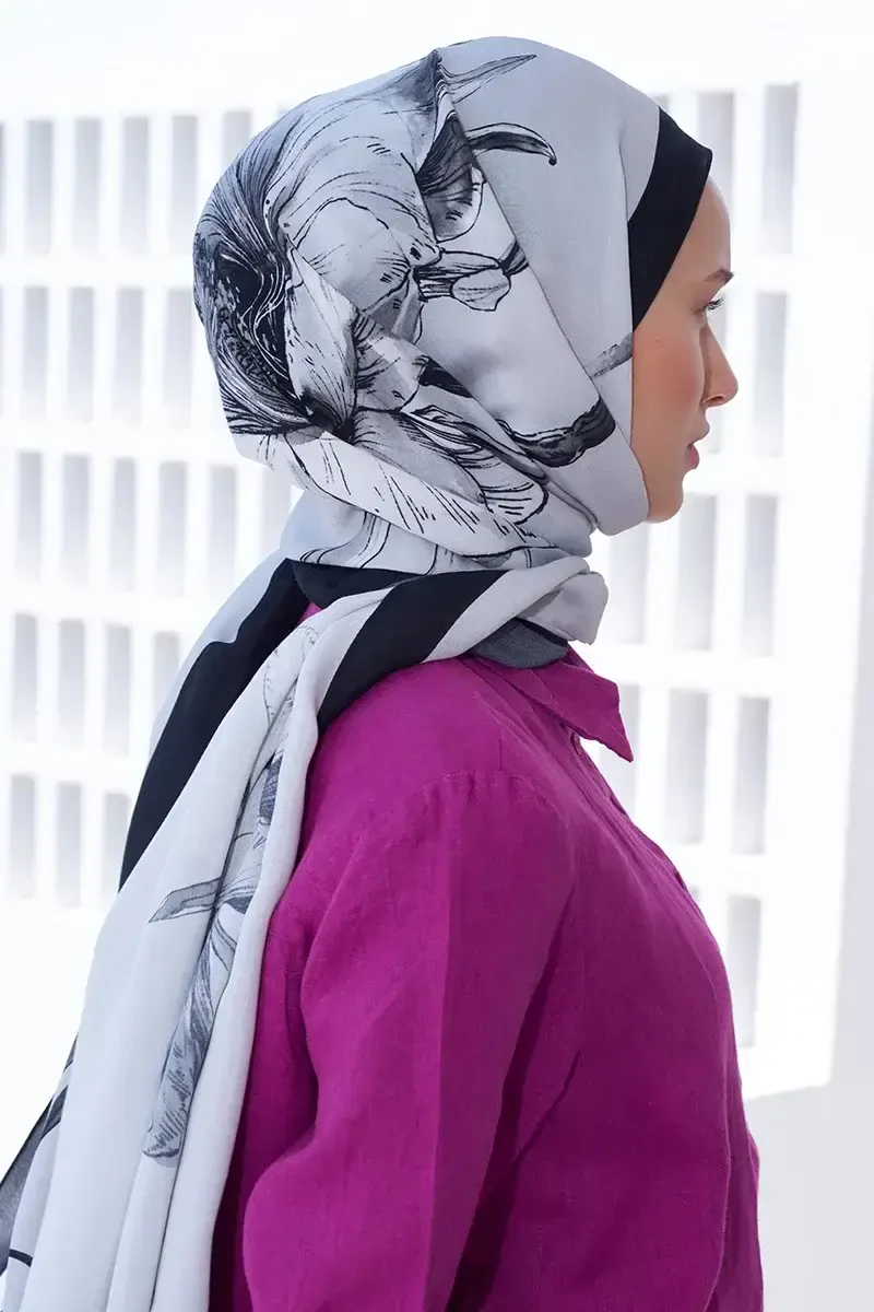 Curated Lilium Şal - Gri - 2