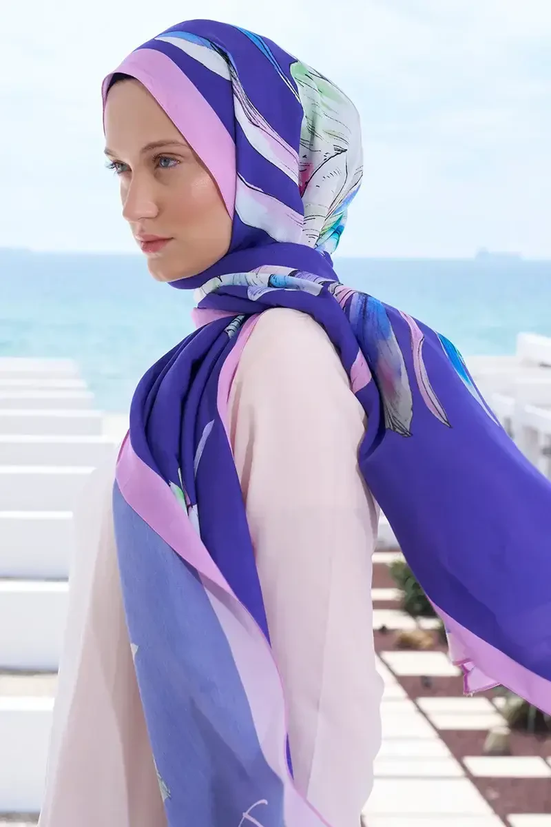 Curated Lilium Şal - Mor - ED Scarf