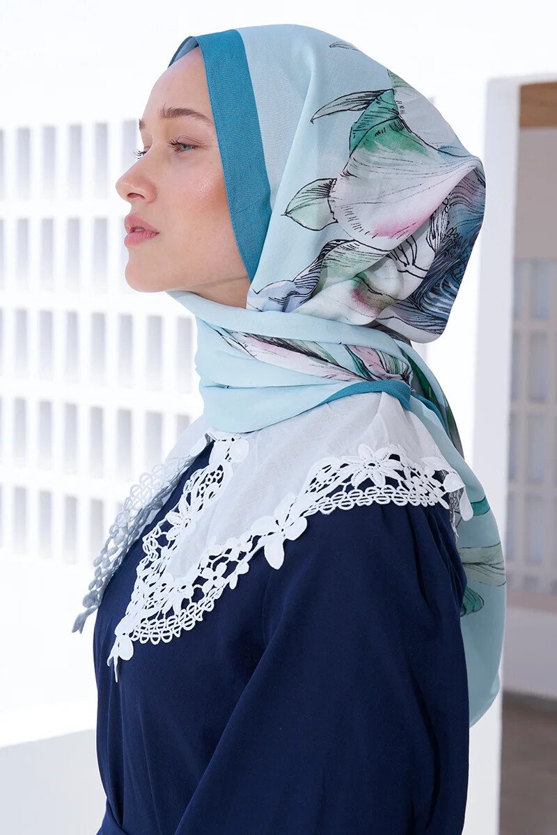 Curated Lilium Şal - Soft Mavi - ED Scarf
