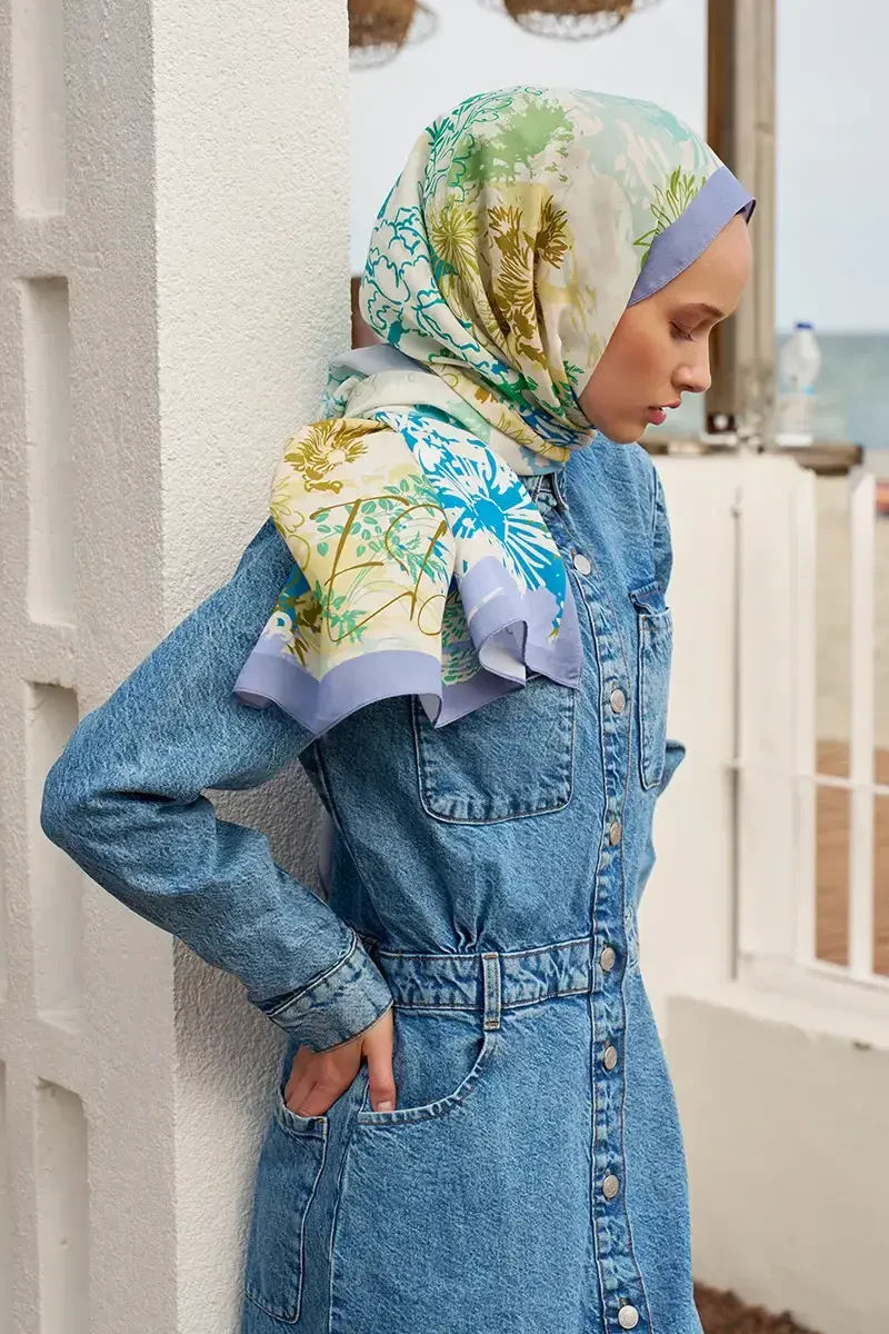 Curated Paradise Şal - Lila / Mavi - 1