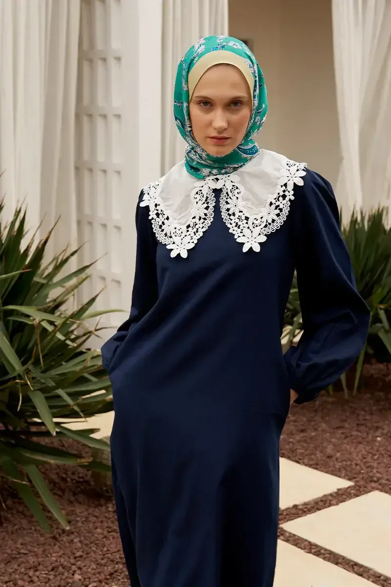 Curated Secret Garden Şal - Turkuaz - ED Scarf