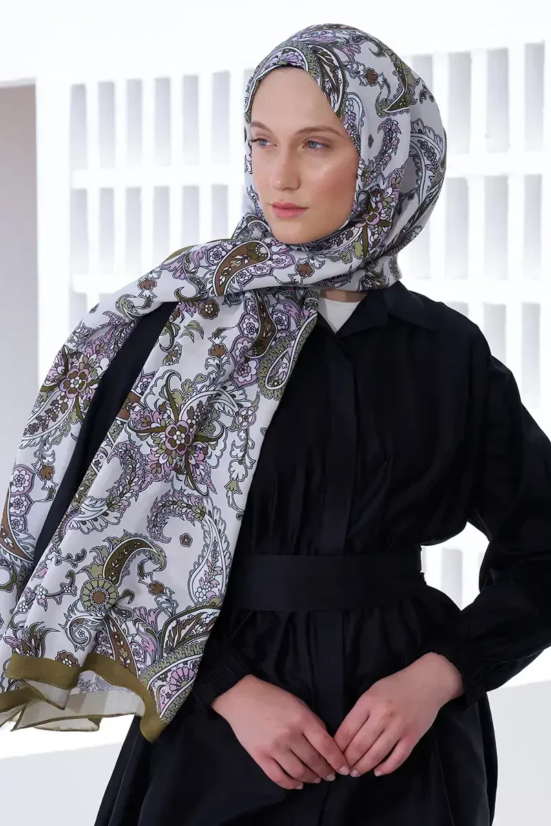 Curated Secret Garden Şal - Yağ Yeşili - ED Scarf