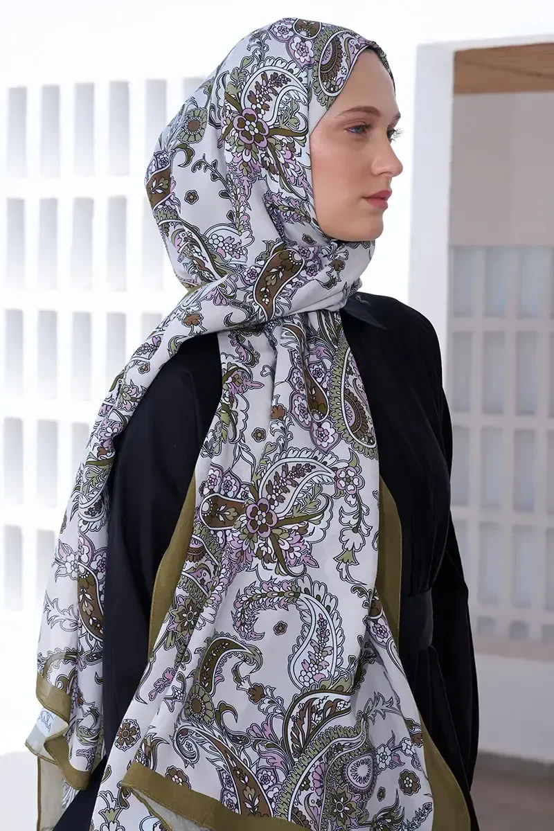 Curated Secret Garden Şal - Yağ Yeşili - ED Scarf