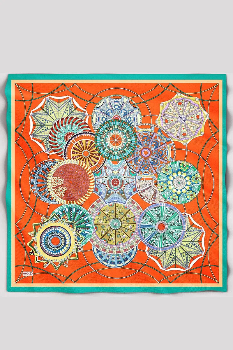 Desenli Modal Eşarp Analog - Turuncu - ED Scarf