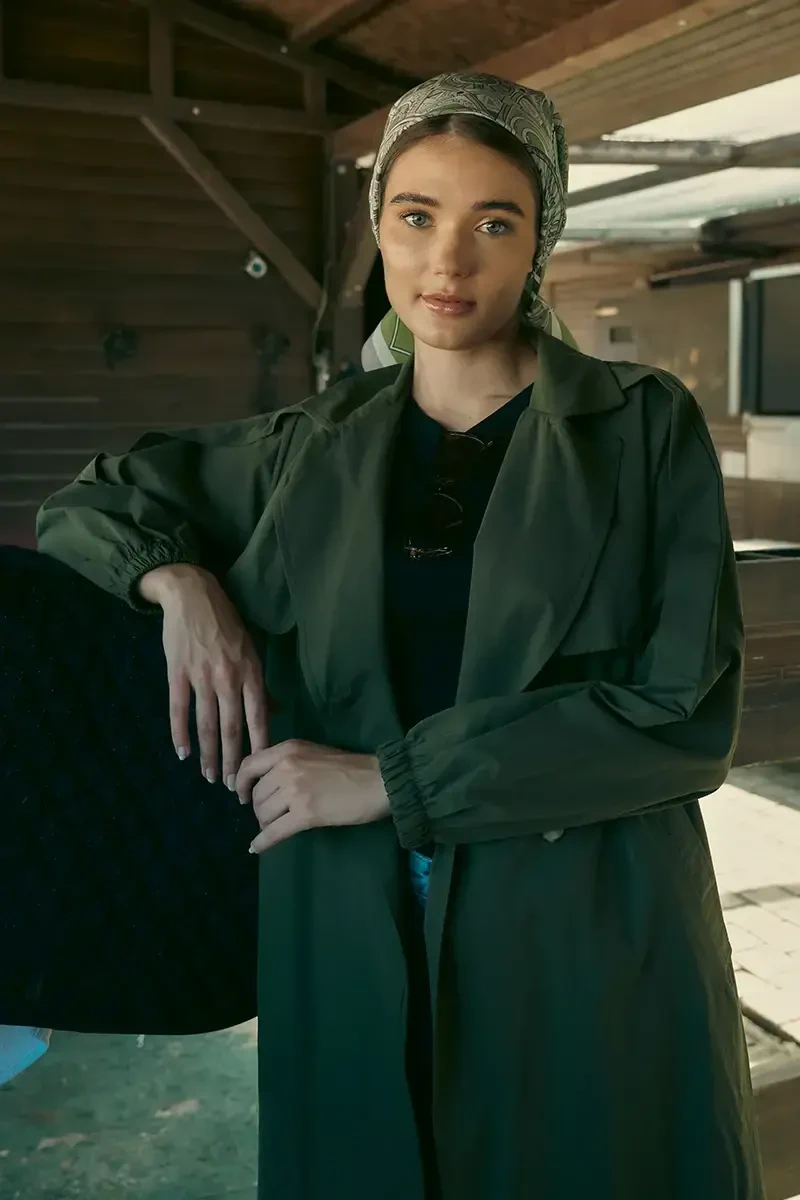 Desenli Modal Eşarp Analog - Yeşil - ED Scarf