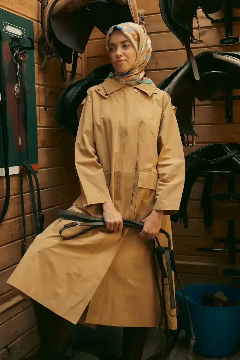 Desenli Modal Eşarp Çiçek - Vizon - ED Scarf