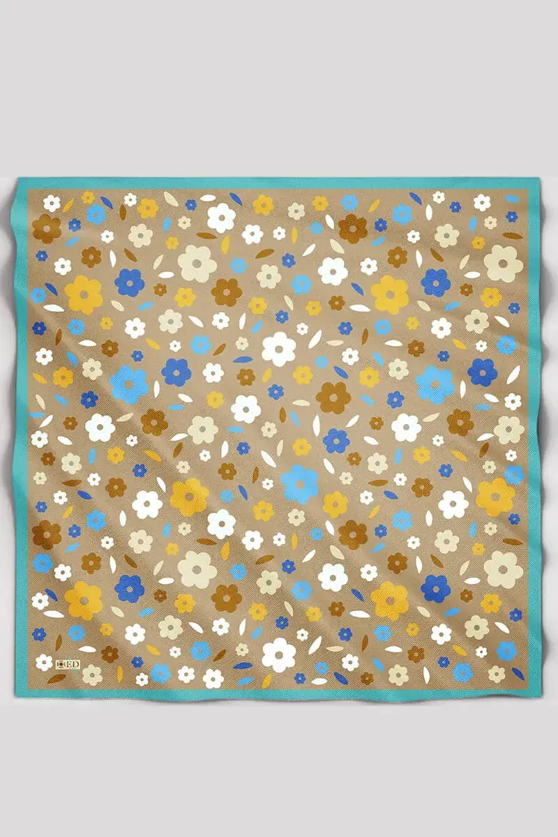 Desenli Modal Eşarp Çiçek - Vizon - ED Scarf