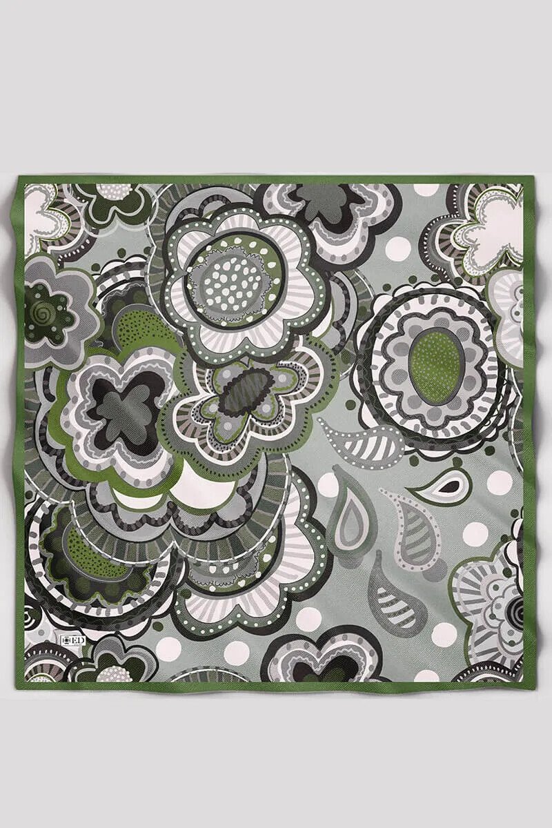 Desenli Modal Eşarp Mahal - Yeşil - ED Scarf