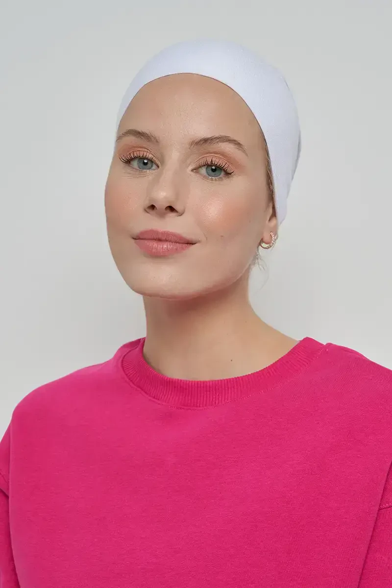 Dikişsiz Fileli Bone - Beyaz - ED SCARF