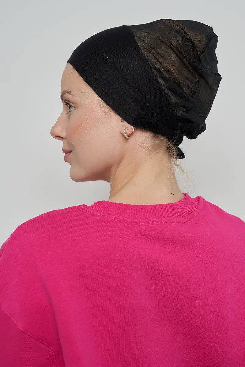 Dikişsiz Fileli Bone - Siyah - ED SCARF