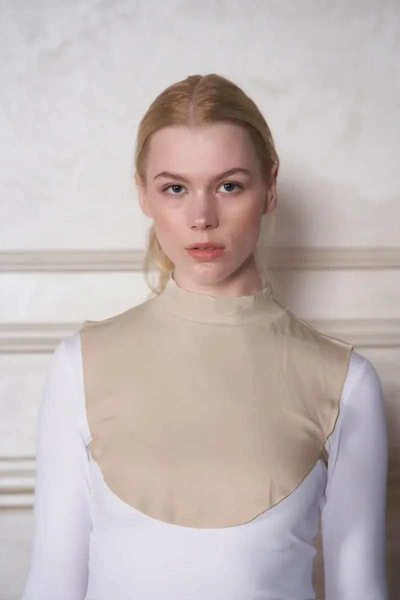 Düz Balıkçı Yaka Viskon Tesettür Boyunluk - Bej - ED SCARF