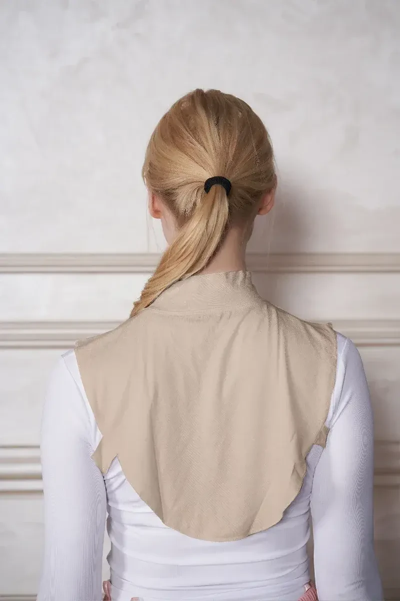 Düz Balıkçı Yaka Viskon Tesettür Boyunluk - Bej - 3