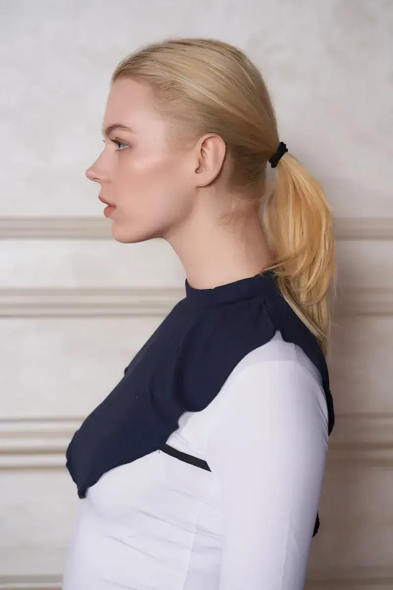 Düz Balıkçı Yaka Viskon Tesettür Boyunluk - Lacivert - ED SCARF