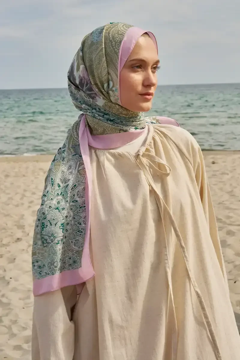 Elegant Desen Pamuk İpek Şal - Nefti