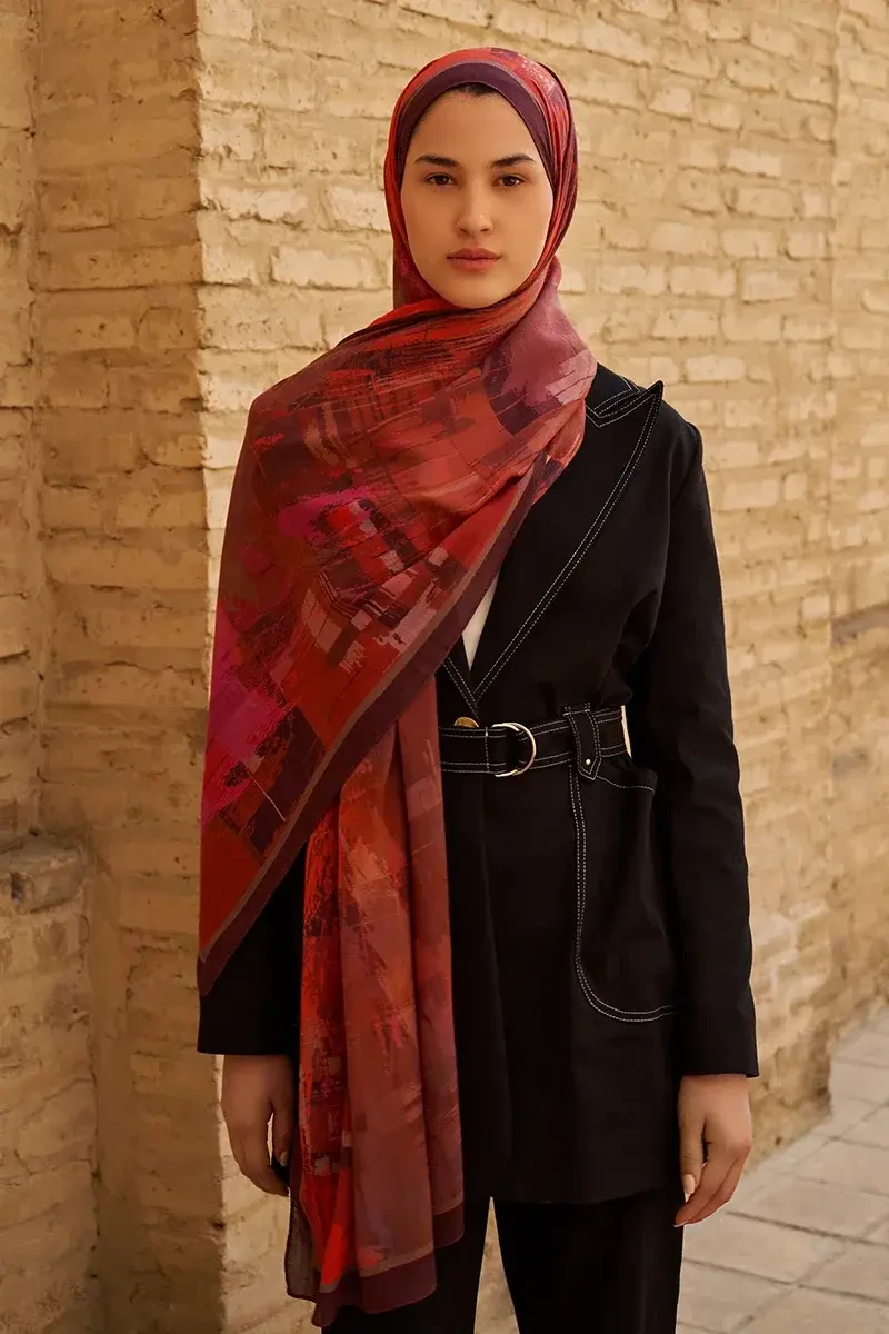 Fearless Pamuk Modal Şal - Kırmızı - 4