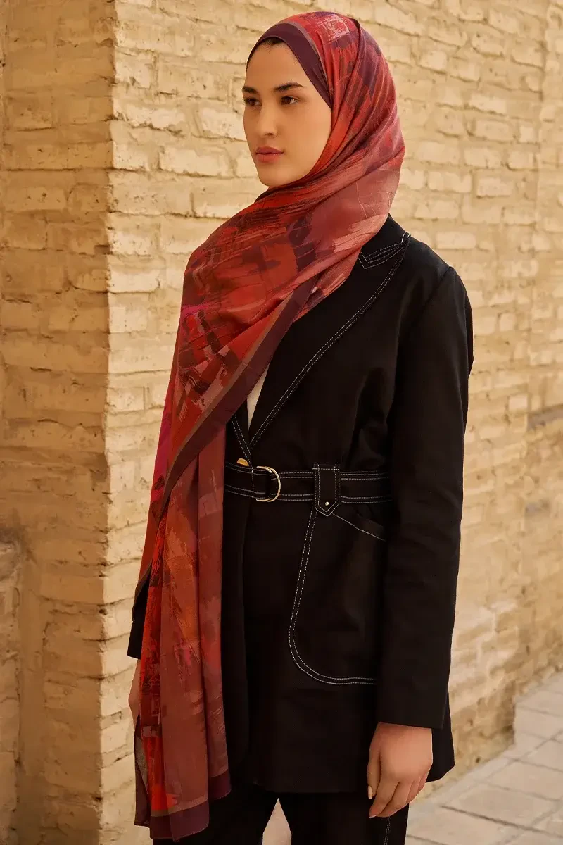 Fearless Pamuk Modal Şal - Kırmızı - 3