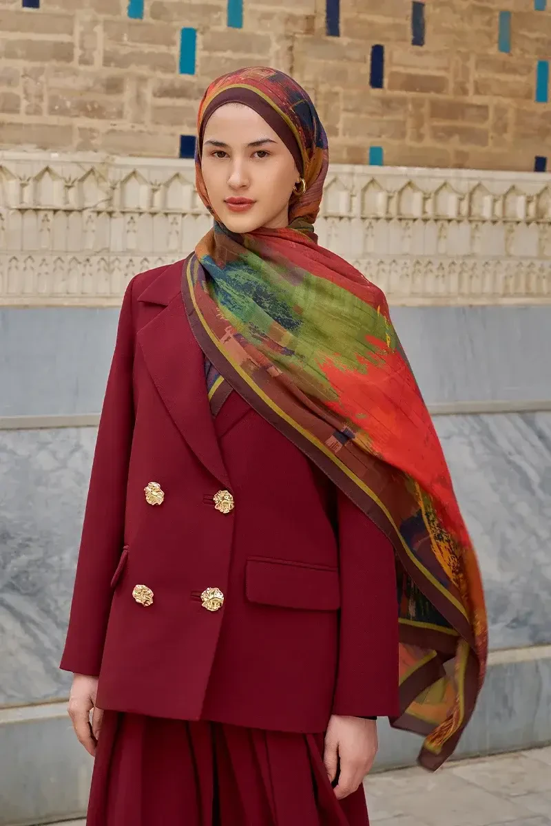 Fearless Pamuk Modal Şal - Kızıl Kahve - 4